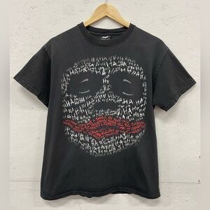 Batman The Dark Knight Trilogy Heath Ledger Joker Ha Ha Face Tee, Size M, Faded